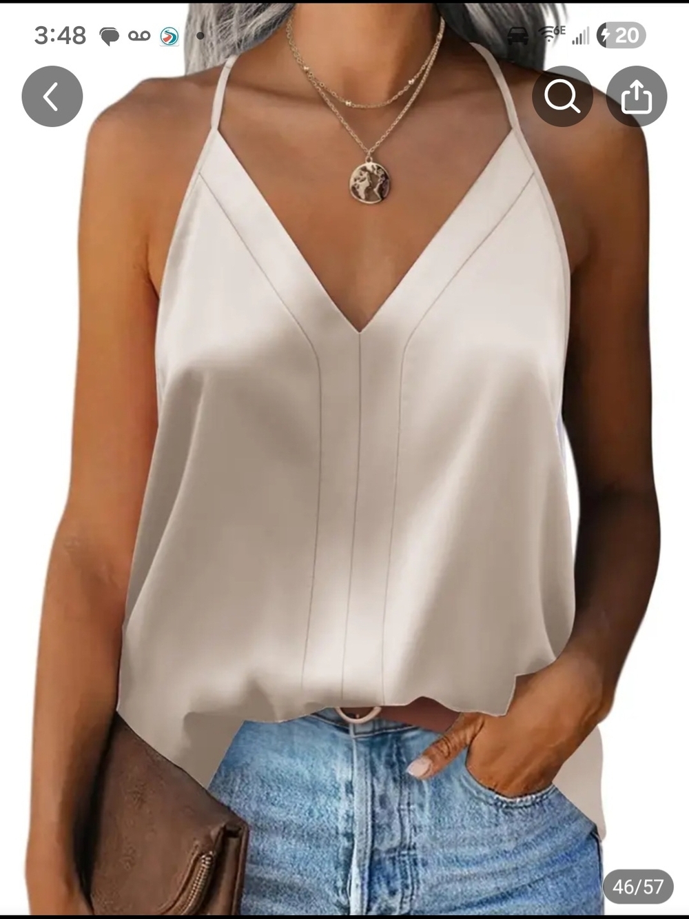Women’s V-Neck Satin Camisole Tank Top - Cream